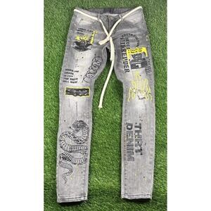 THRT DENIM Jeans Mens 30 X 31 Y2K Skater Punk Distressed Paint Grunge